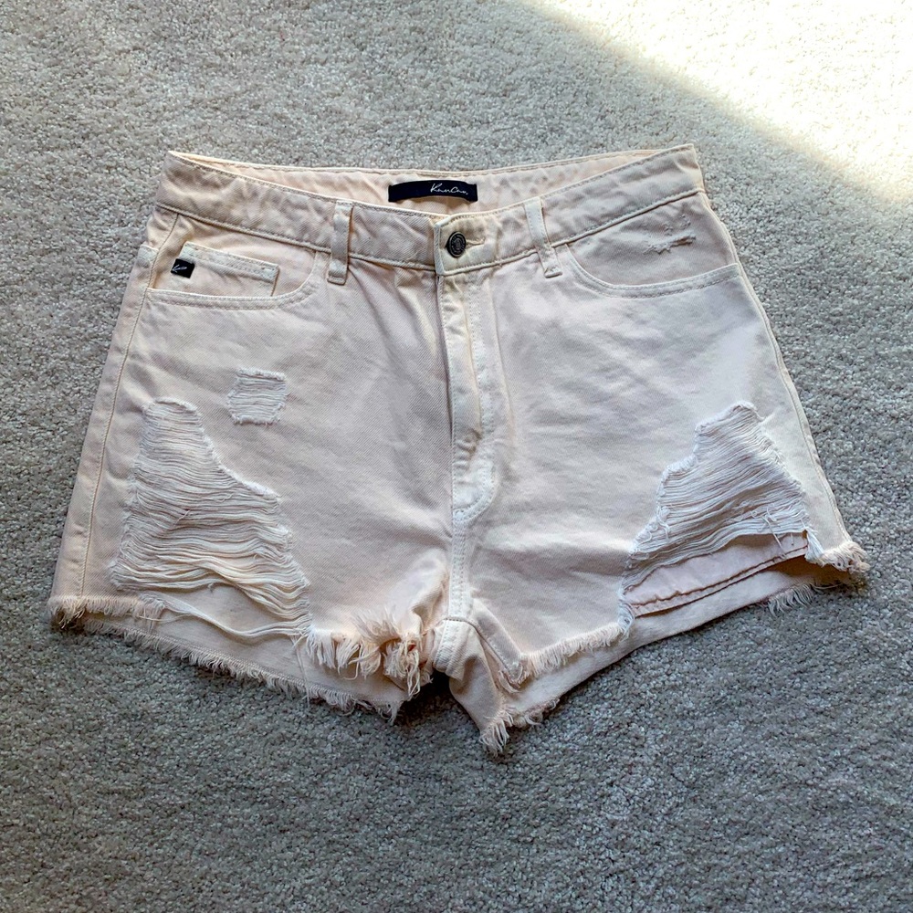 KanCan light peach denim shorts